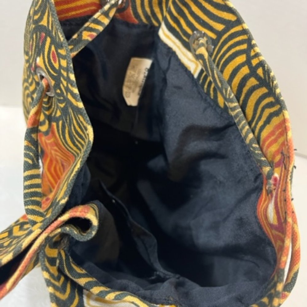 Batik Canvas Backpack Drawstring Shoulder Bag 9x9… - image 7